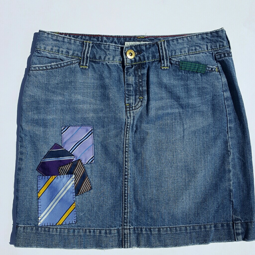 Tommy Hilfiger Patch Work Denim Mini Skirt